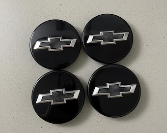 Coprimozzi per cerchi Chevy, neri e cromati, a farfalla, 59 mm, confezione da 4