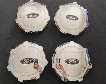 Coprimozzi per cerchi Ford, 90 mm, logo argento blu nero, (confezione da 4)