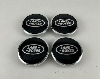Coprimozzi per ruote Land Rover, neri e argento, 63 mm (set da 4)