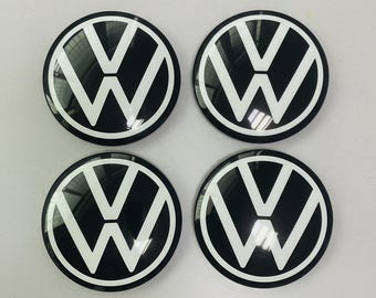 Coprimozzi per cerchi VW neri e bianchi da 60 mm, confezione da 4