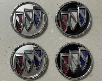 Coprimozzi per ruote Buick, 67 mm, argento e nero, emblema, confezione da 4