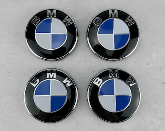 Coprimozzi per cerchi BMW, logo blu e bianco, 68 mm, set da 4