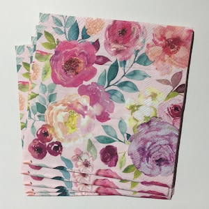 NEW!!!  Floral Collage Cocktail Napkins ( Set of 5 ) Decoupage, Scrapbooking, Journaling, Collages