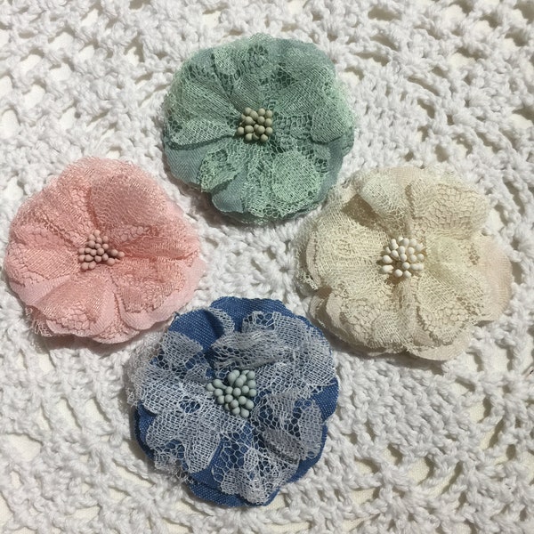 Fabric Flower Embellishments Etsy