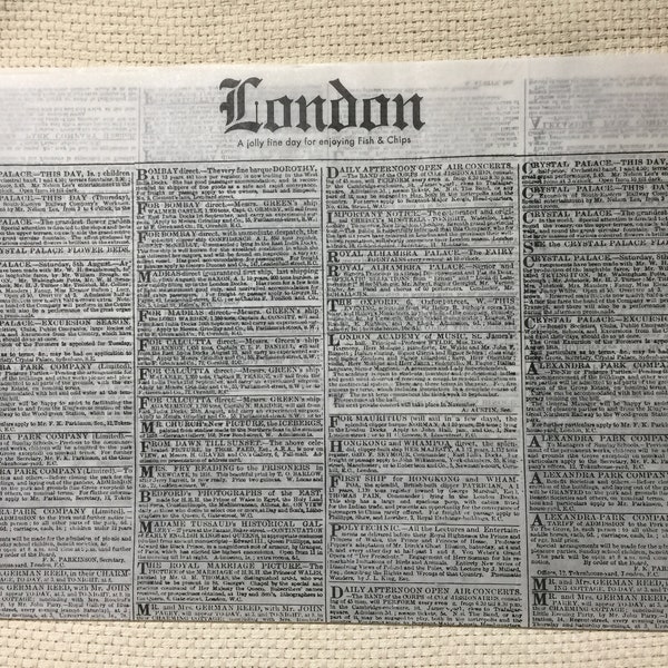 BACK !!!! London Newspaper Tissue Paper ( 2 Sheets 12" x 16" ) Decoupage, Junk Journaling, Scrapbooking, Arts and Crafts