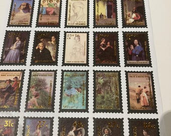 NEW!! Set #1 Large Beautiful Vintage Matt Stamp Sticker Set ( 25 Piece ) Embellishments, Collages, Journaling, Scrapbooking