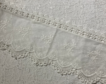 NEW!!! Beautiful AAA+ Quality Scalloped Embroidered White Cotton Trim, Sewing, Collages, Scrapbooking, Journaling