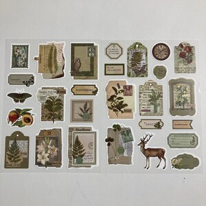 NEW!! Vintage Flower And Plants Paper Sticker Set   ( 27 Piece ) Embellishments, Collages, Journaling, Scrapbooking
