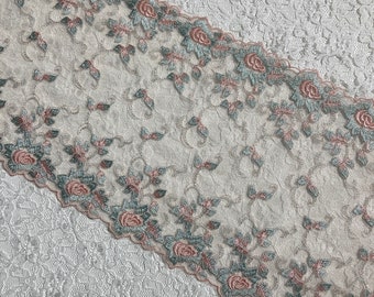 NEW!!! Stunning Double Scalloped Embroidered Floral Lace Trim, Sewing, Embellishments, Journaling, Scrapbooking, Collages