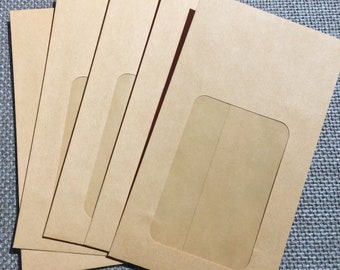 BACK!!! Manilla Envelopes With Window ( Set of 5 ) Junk Journaling, Scrapbooking, Money Envelopes