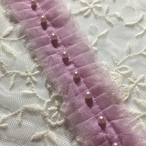 NEW!!!! Pretty Ruffle Organza With Pearls Trim, Sewing, Embellishments, Journaling