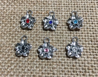 BACK!!! Tibetan Silver Charm W/ Crystal Set ( Set of 6 )  Embellishments, Scrapbooking, Jewelry, Collages, Journaling