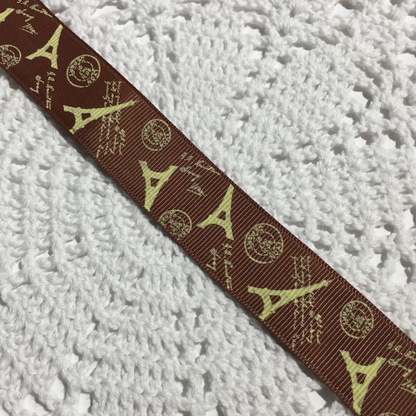 NEW!! Brown Gross Grain Eiffel Tower Ribbon, Sewing, Embellishments, Journaling, Collages