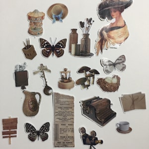 NEW!!! Vintage Theme Sticker Set ( Set of 20 ) Collages,Scrapbooking, Journaling, Mixed Media