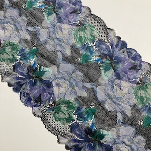 NEW!!! Beautiful Wide Scalloped Black, Navy, Lavender And Teal  Flower Trim, Sewing, Embellishments, Journaling, Scrapbooking, Collages