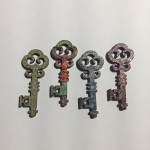NEW!!! Wooden Painted Skeleton Keys, Embellishments, Journaling, Scrapbooking, Collages, Mixed Media