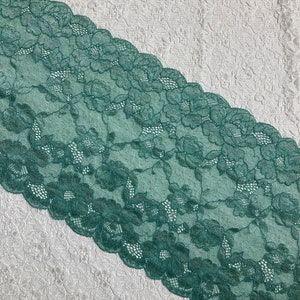 NEW!!! Wide Stretch Double Scalloped Green Lace Trim, Sewing, Embellishments, Journaling, Scrapbooking, Collages