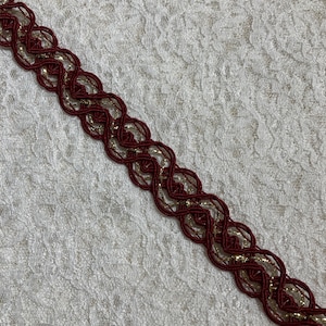 NEW!!! ,Wine Cord Edging With Gold Metallic Accent  (18" long ) Sewing, Edging, Journaling, Scrapbooking