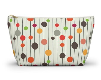 Mid-Century Pom Pom Stripes Accessory Bag - Travel Pouch