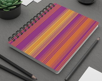Striped Vibrant Summer Pattern Spiral Journal | Purple Orange Yellow