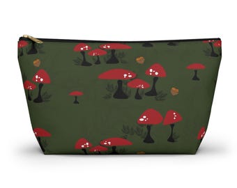 Red Toadstool Mushroom Pattern Accessory Travel Bag