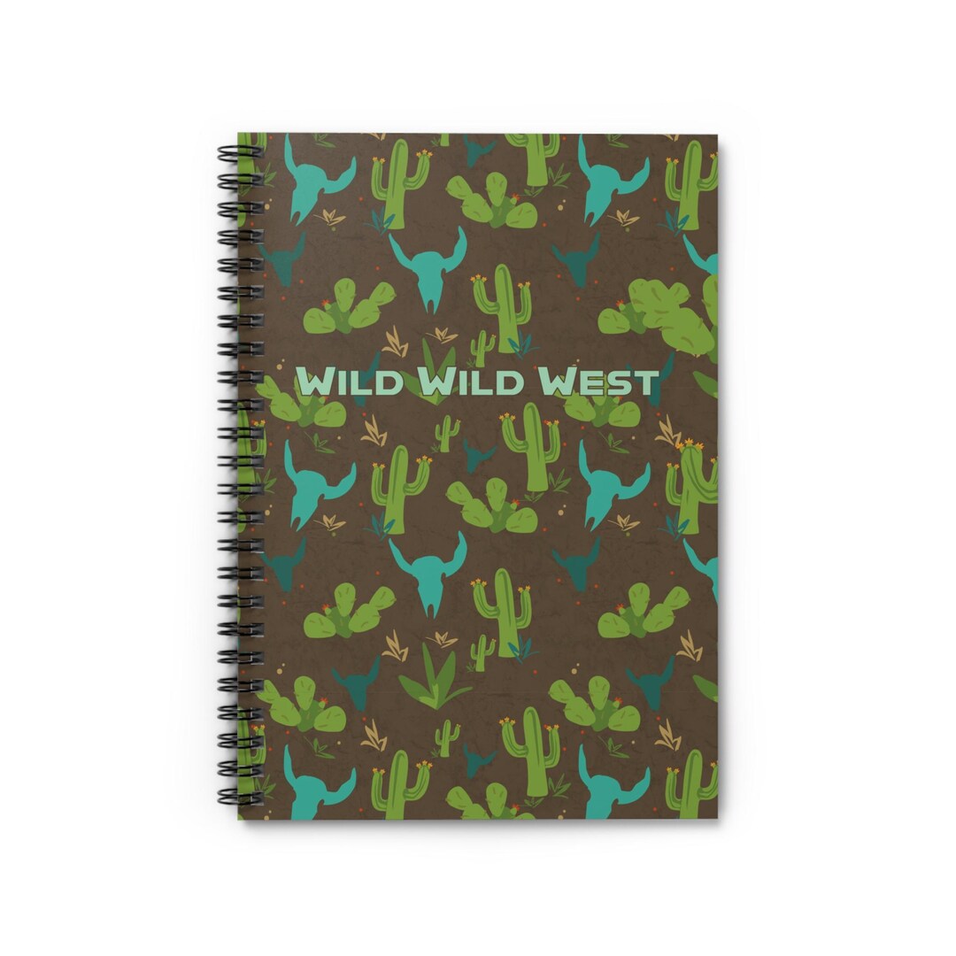 Wild Ruled Notebook Wild Wild West Cactus and Cow Pattern Notebook | Spiral Ruled Journal ...