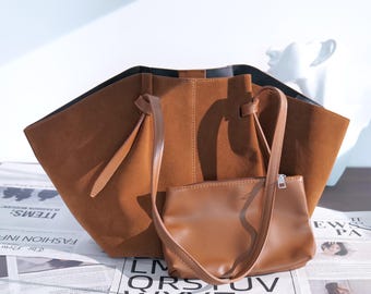 Damen PU-Leder Umhängetasche, Braun, Magnetverschluss, Lässige Großraum-Unterarmtasche, Geschenk für Sie