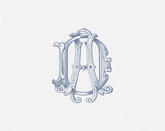 Monogram ślubny w stylu vintage: niestandardowe inicjały monogramu do pobrania w wersji cyfrowej