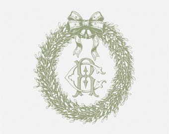 Vintage Wedding Monogram : Elegant Framed Initials Digital Download