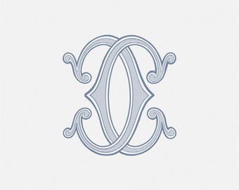 Monogram ślubny w stylu vintage: niestandardowe inicjały monogramu do pobrania w wersji cyfrowej