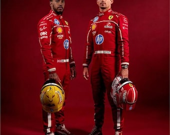 Macacão de corrida da equipe Lewis Hamilton Charles Leclerc F1 2025