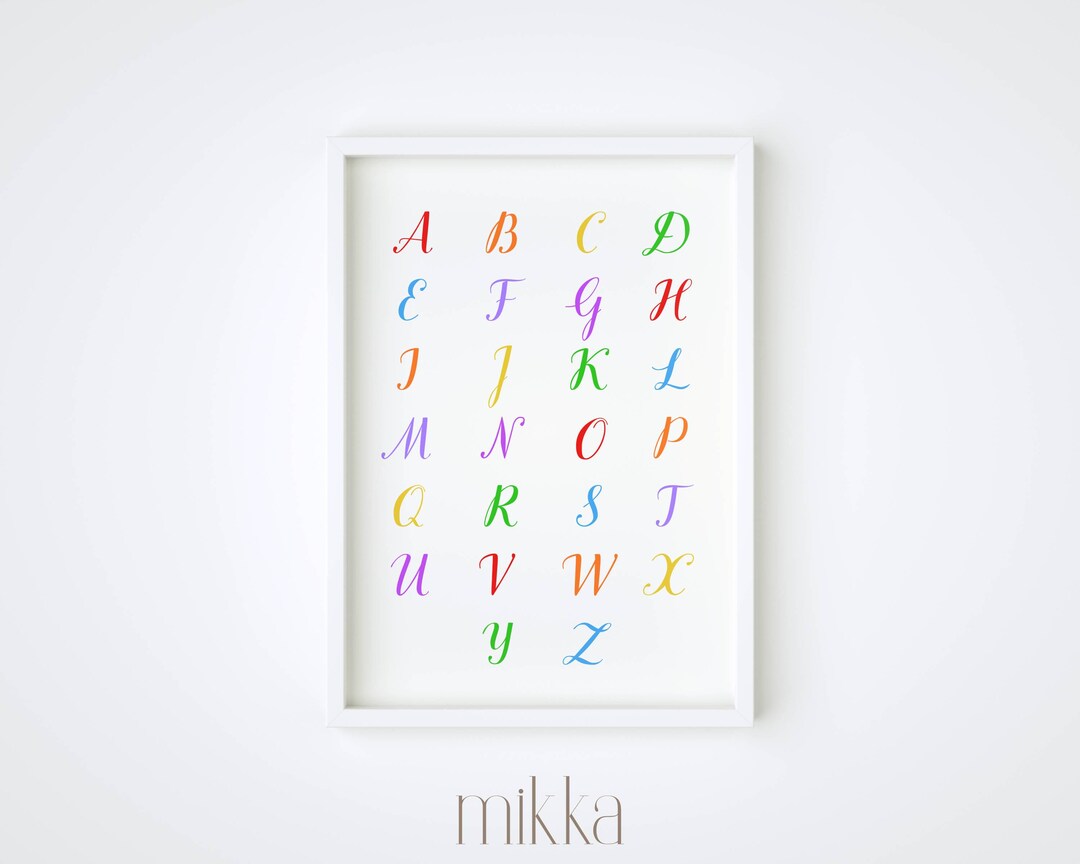 Cursive Letters Colored Cursive Letters, Capital Cursive Alphabet, Vivid Colored ABC Print ...