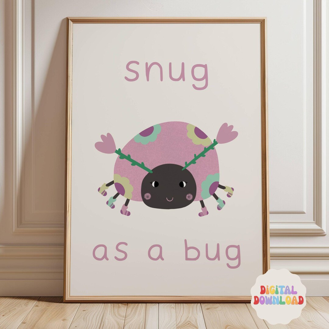 Nursery Decor Printable: "snug as a Bug" Playroom Wall Art for Kids ...