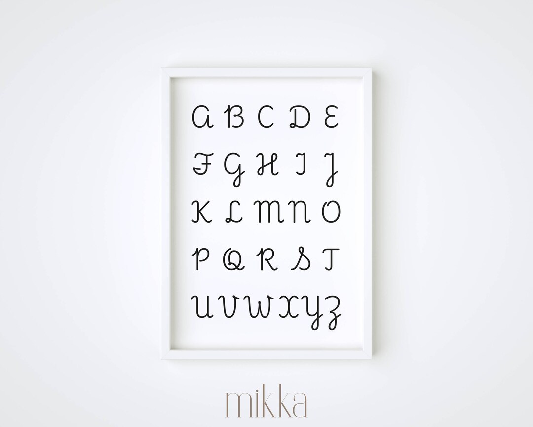 Handwritten Letters - Capital Black and White Alphabet Print, ABC ...