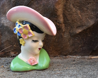 Women In Green - A Vintage Ceramic Head Vase
