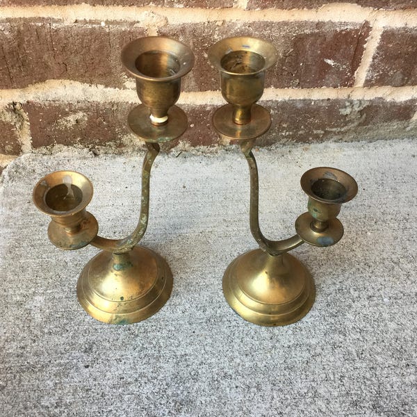 Double Candlestick Holders - Brass
