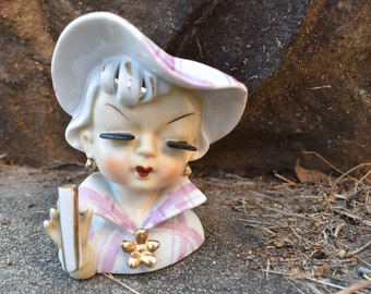 Women In Plaid - A Vintage Ceramic Head Vase