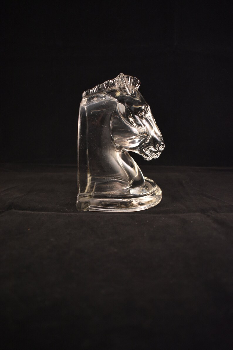 Clear Glass Horse Head Paperweight / Figurine / Book End Etsy