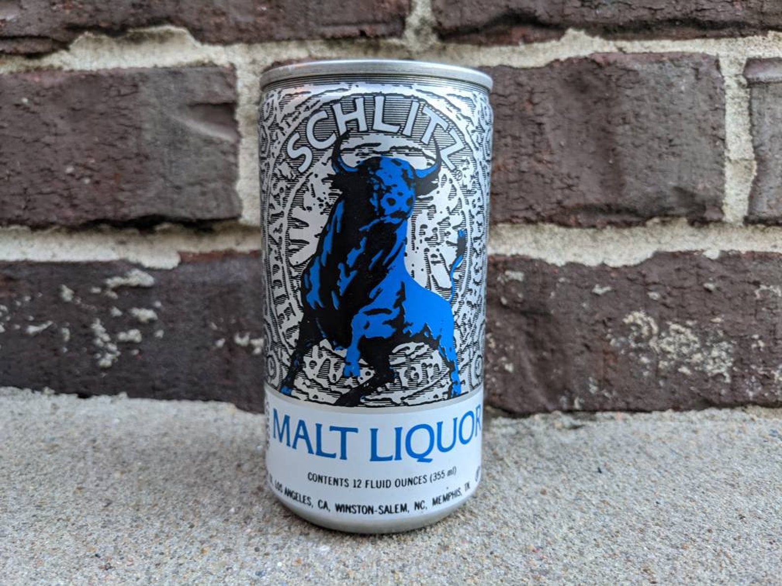 Schlitz Malt Liquor Aluminum Beer Can Blue Bull Etsy
