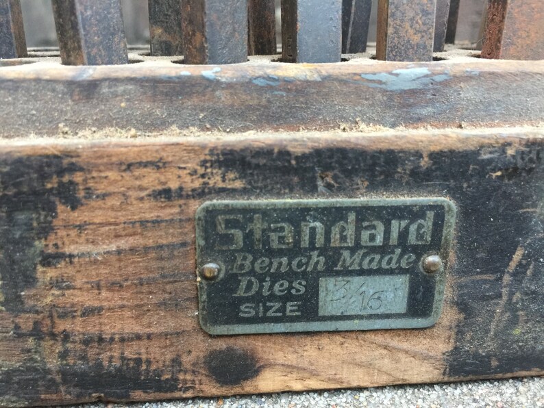 Metal Letter Stamps in Wooden Box Standard Bench Made Tagged Box