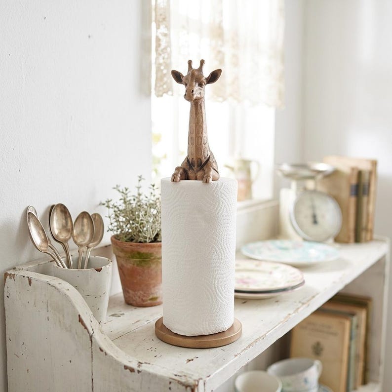 Giraffe Kitchen Roll Holder | Rustic Paper Towel Stand | Safari Decor image 18
