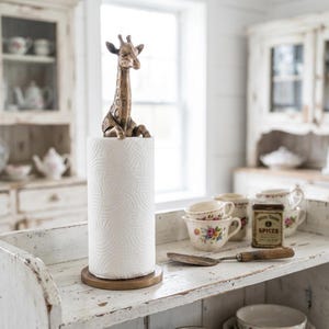 Giraffe Kitchen Roll Holder | Rustic Paper Towel Stand | Safari Decor image 11