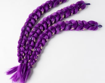 K-POP ルミ パープルウィッグ、子供と大人のための長いパープルKポップヘア、女の子への誕生日プレゼント