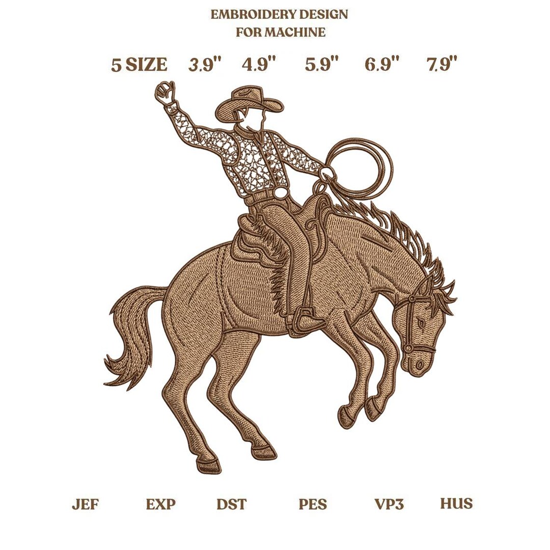 Gravire Rodeo Machine Cowboy Rodeo Horse Embroidery Design, Western Bronc Rider Machine ...