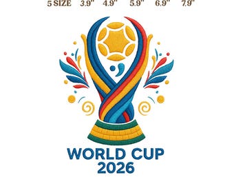 World Cup 2026 Embroidery Design, Soccer Trophy Ribbon USA Machine Embroidery File, Football Pattern