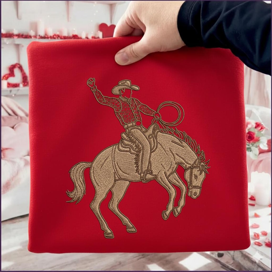 Machine Embroidery Rodeo Cowboy Rodeo Horse Embroidery Design, Western Bronc Rider Machine ...