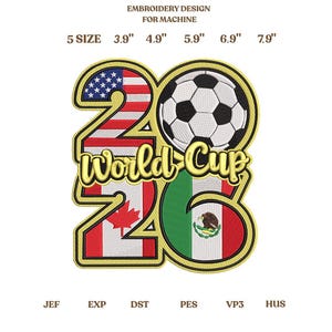 2026 World Cup Embroidery Design, USA Canada Mexico Soccer Numbers Machine File