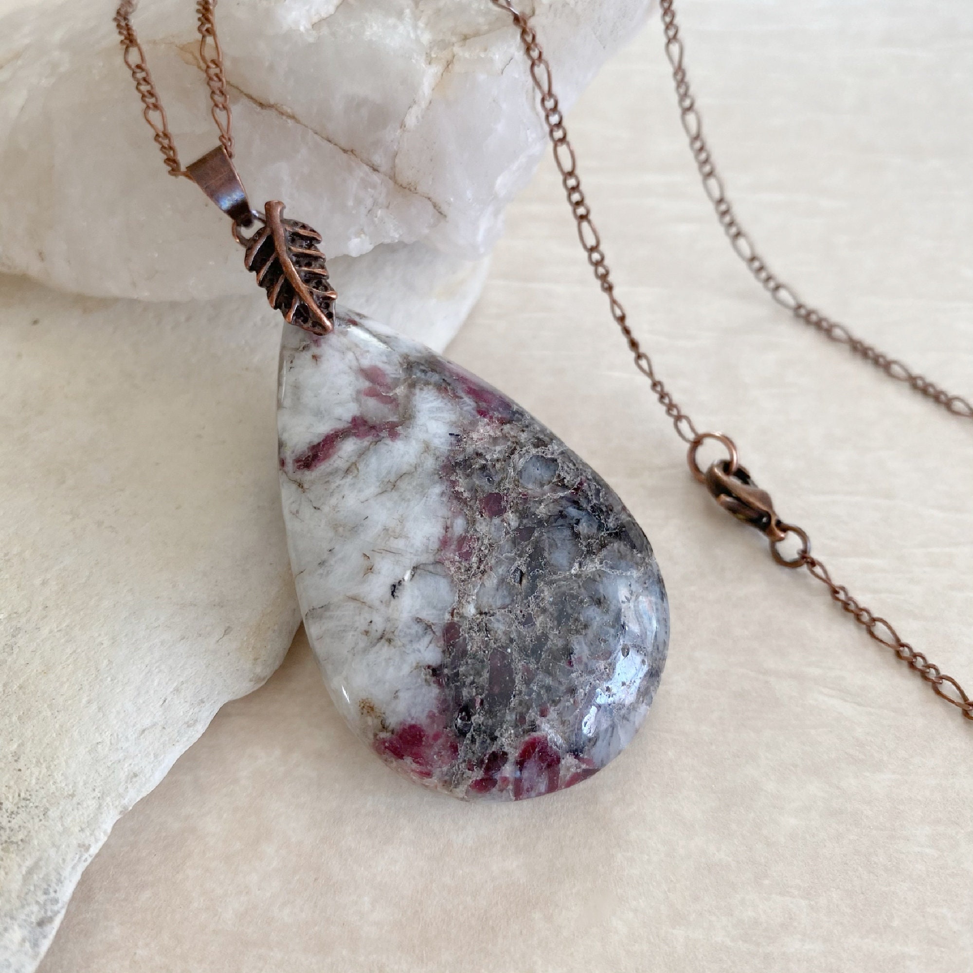 Eudialyte Crystal Necklace natural earth stone jewelry Etsy