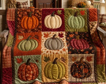 Manta de calabaza de otoño, manta decorativa de calabaza de otoño, manta de decoración de Acción de Gracias, manta de otoño estilo granja, regalo acogedor para la temporada de cosecha
