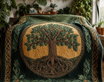 Manta del Árbol de la Vida, Manta con diseño de árbol celta, Manta de Yggdrasil, Decoración de la mitología nórdica, Regalo pagano, Manta con diseño de naturaleza del bosque